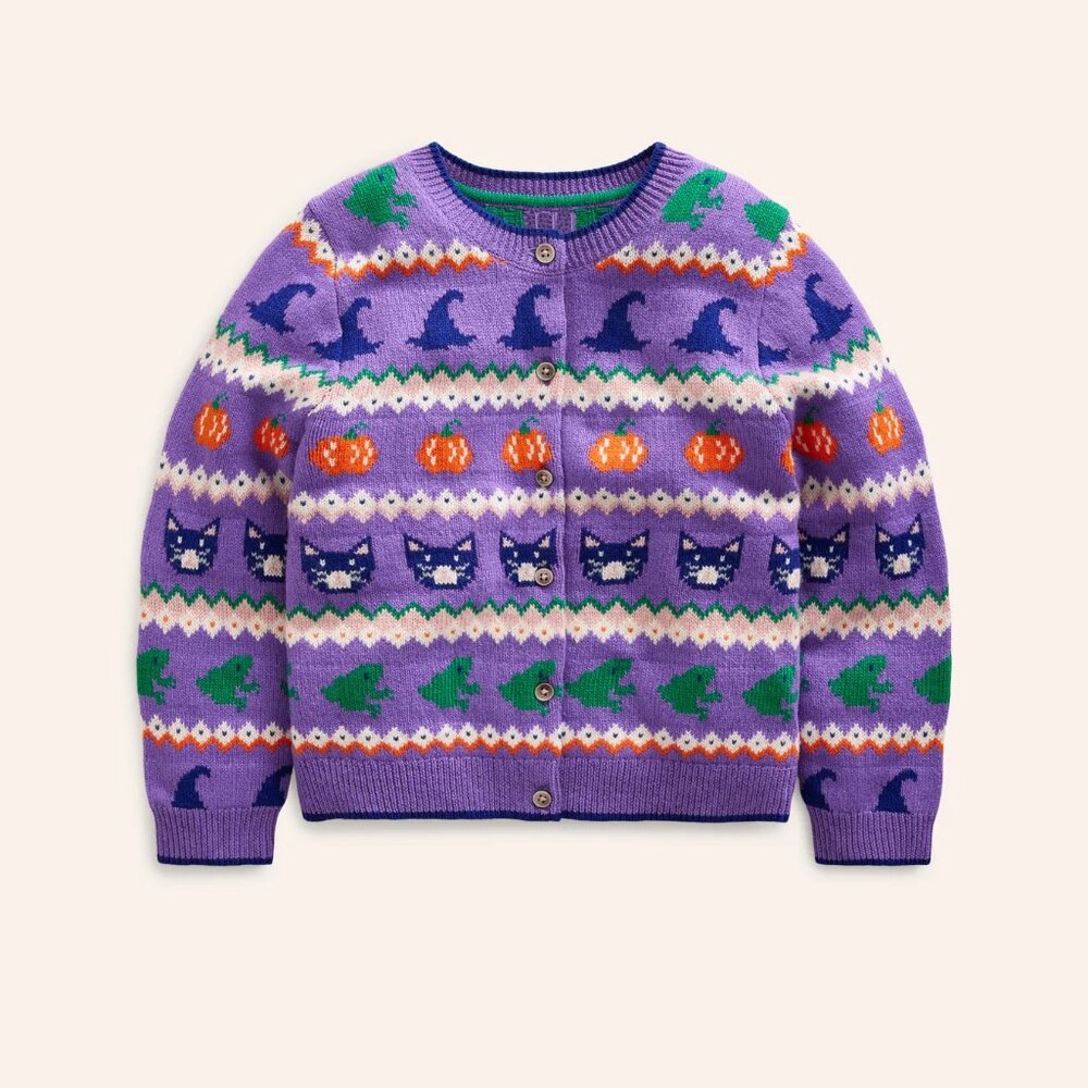 NWOT Mini Boden Halloween Fair Isle Cardigan
